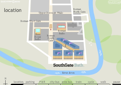 Bath's Roman roads map in relation to modern Bath