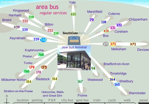 Bath area bus services Frome, Yate, Bristol, Melksham, Colerne